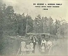 Water crossing at Turtle Bayou with family circa 1909