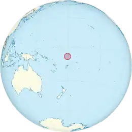 Map of globe focused on the Pacific Ocean, with a red circle showing where Tuvalu is located