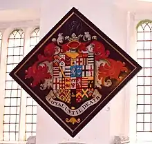 The funerary hatchment of Sir Thomas White, 2nd Baronet of Tuxford and Wallingwells (1801-1882) in Tuxford Church