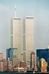 The 1973–2001 World Trade Center seen from the Hudson River