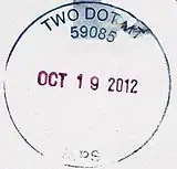 Two Dot postal cancellation
