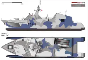 Drawing of Chinese Fast Attack Craft 2208 - Type-022 Houbei-Class