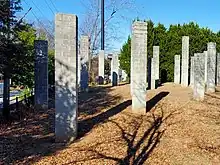 Close up view of typical columns at 54 Columns - Art installation by Sol Lewitt