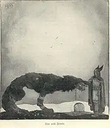 Týr and Fenrir (1911) by John Bauer