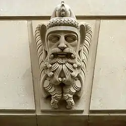 Neptune. Carving on Martins Building. Image shown courtesy Reg Towner RIBA.
