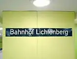 Sign of the Berlin underground station Lichtenberg (line U5)
