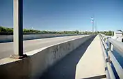 The pedestrian walkway on the east bridge