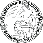 Seal of the University of Buenos Aires, with the motto "Argentum virtus robur et studium".