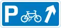 Junction ahead leading to a parking place for pedal cycles