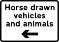 Plate used with "cattle grid" for indication of bypass for horse-drawn vehicles and animals