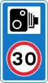 Speed camera ahead with reminder of 30 miles per hour speed limit