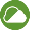 White cloud symbol on a light green circle