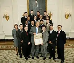 team photo shot with President George Bush