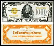 $1,000 Gold Certificate, Series 1934, Fr.2409, depicting Grover Cleveland