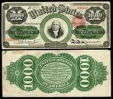 $1,000 Legal Tender note, Series 1862–63, Fr.186e, depicting Robert Morris.