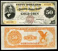 $50 Gold Certificate, Series 1882, Fr.1189a, depicting Silas Wright