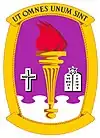 Old emblem, USAF Chaplain School, Christian and Jewish symbols, Roman numerals, with motto "That all may be one," 1961.