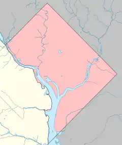 Map showing location of National Landing in Arlington County and Alexandria in Northern Virginia, along with nearby areas in Washington, D.C. and Maryland.