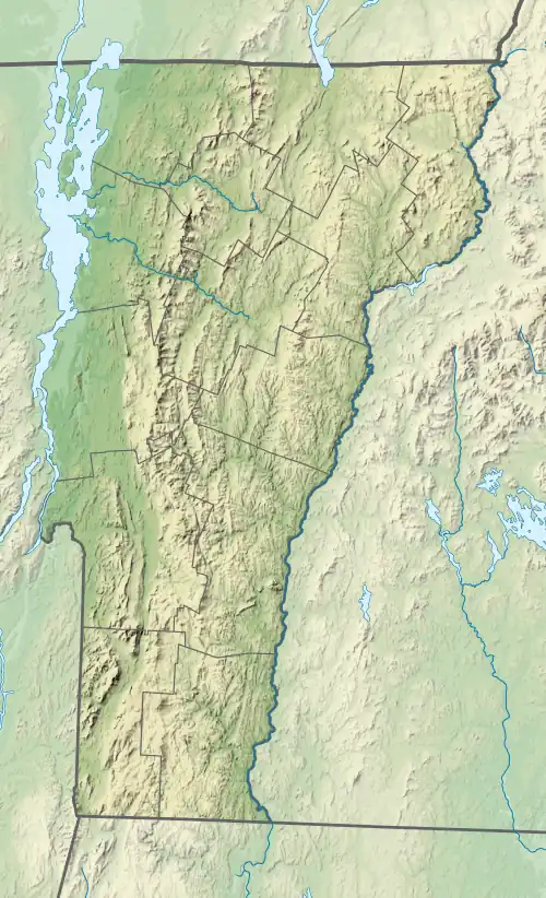 Location of Lake Dunmore in Vermont, USA.
