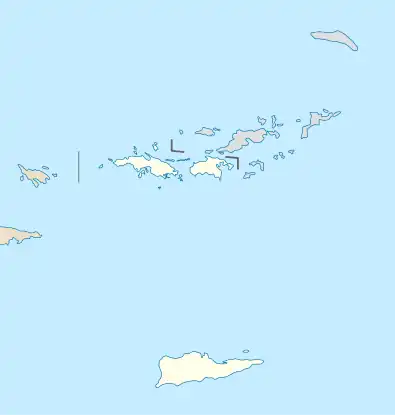 A map of the US Virgin Islands showing the location of Buck Island Reef National Monument