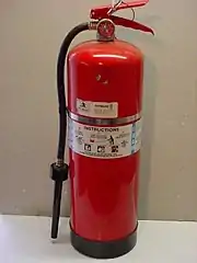 A modern foam fire extinguisher.