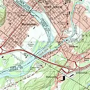 Topographic map showing state boundaries