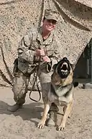 Lance Corporal Leavey with Rex in Iraq, November 2005