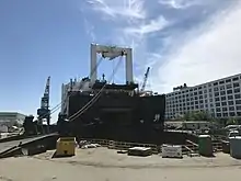 USNS T-AKR-302 Seay at the Boston Drydock for maintenance