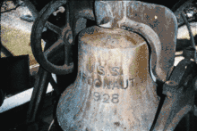 The ship's bell of USS Argonaut – lost in combat in 1943 – is in the chapel's steeple