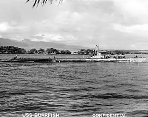 Burrfish (SS-312) entering Pearl Harbor, c. 1944.