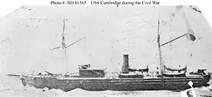 USS Cambridge (1861-1865) Depicted during the Civil War. This 19th-century photographic print may be of an artwork, or possibly a model