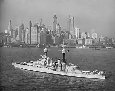 An image of the USS Colorado in New York City