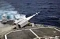 USS Fife fires a RIM-7 Sea Sparrow on 5 July 2002