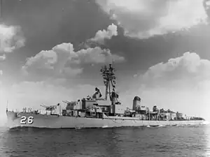 USS Harry F. Bauer (DM-26) underway during the 1950s