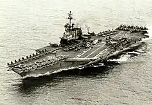 USS Midway transporting 101 ex-RVNAF aircraft from Thailand to Guam following the Fall of Saigon