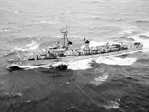 USS Purdy (DD-734) underway in Narragansett Bay in 1971