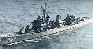 USS Rowe in open sea.