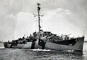 USS Ulvert M. Moore (DE-442), builder's photo, July 1944.