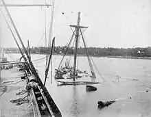 A view of the sunken USS Vandalia from the deck of USS Trenton.