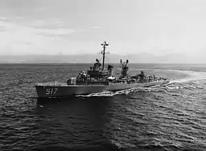 USS Walker (DD-517) underway off Oahu on 29 May 1963