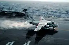 An S-3B from VS-21 lands on board the USS John C. Stennis CVN-74 on October 14, 2004, during the latter's transit through the Western Pacific.
