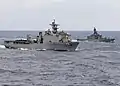 JS Haruna and USS Harpers Ferry underway on 19 November 2008