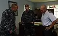 The former Commander of The Barbados Coast Guard, the late lieutenant Commander Sean Reece, meets two US Chiefs of Staff during a visit to the island