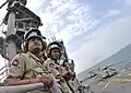 Royal Cambodian Navy officers observe flight quarters during the Cambodia-US Maritime Exercise 2011.