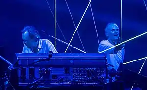 Underworld at Alexandra Palace in 2017. Left to right: Rick Smith and Karl Hyde