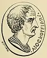 Portrait of an old man; perhaps the physician Dioscorides, whose name is cut in front of it. Antique paste