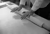 Long rolling pin used for making Japanese udon noodles