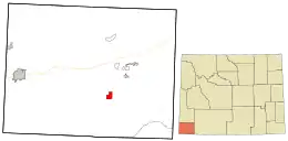 Location in Uinta County and the state of Wyoming