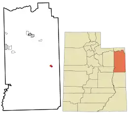 Location in Uintah County and the state of Utah