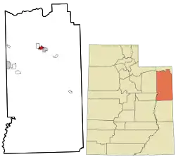 Location within Uintah County and Utah